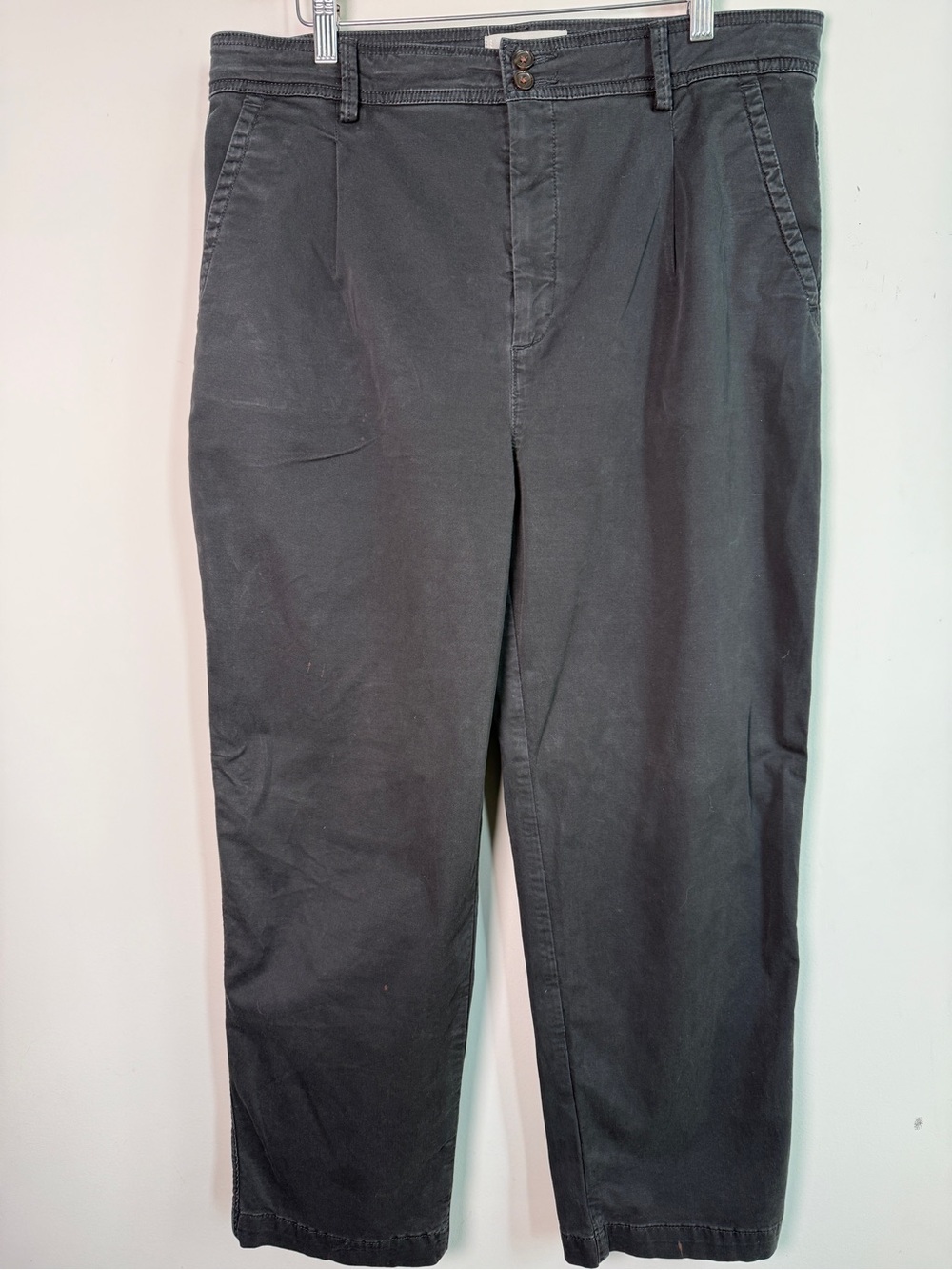 Everlane Black Pleated Trouser Pants Two-Button Waist Sz 14
